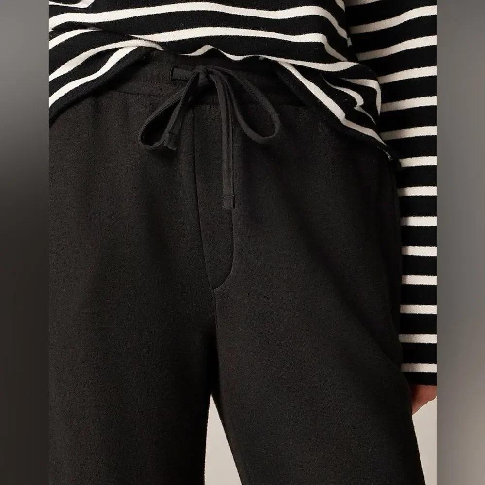 NWT J CREW Heritage terry wide-leg sweatpant in black